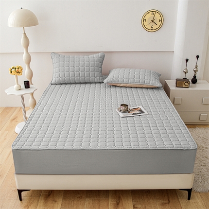 91家纺网 家纺一手货源 找家纺 恒尚居 2024新款水洗棉大豆夹棉床笠 浅灰色