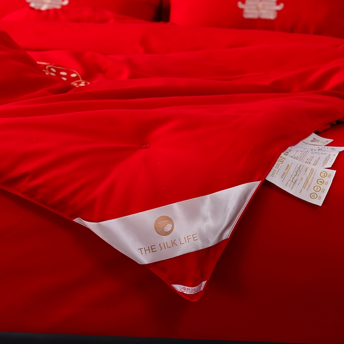 91家纺网 家纺一手货源 找家纺 美伦美 2024新款全棉婚庆刺绣手工订花被芯冬被春秋冬被夏被 喜结连理