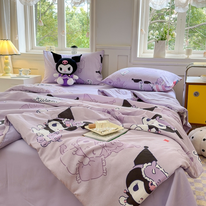 91家纺网 家纺一手货源 找家纺 梵克保罗 2024新款三丽欧卡通印花夏被系列 紫色库洛米