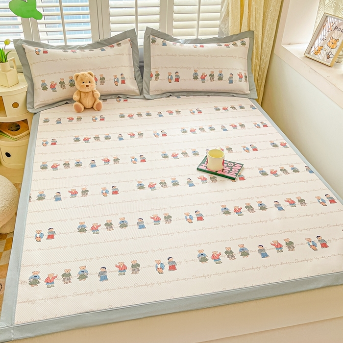 91家纺网 家纺一手货源 找家纺 星座-2025大斜纹复合冰丝凉席 萌熊印象