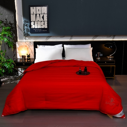 美伦美 2024新款全棉提花手工订花被芯冬被春秋冬被夏被  提花-热情红