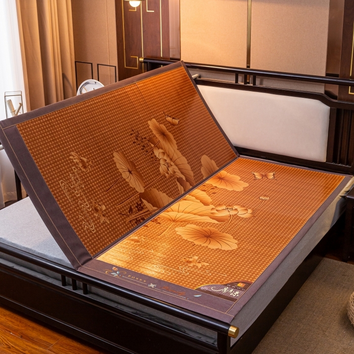 91家纺网 家纺一手货源 找家纺 （总）新月家纺（锦威郎） 2024新款年年有余竹青冰丝凉席