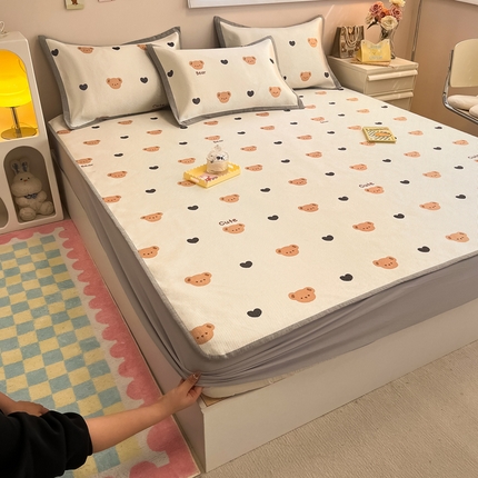 91家纺网 家纺一手货源 找家纺 （总）懒猫家纺 2024新款600D数码印花冰藤凉席-床笠款