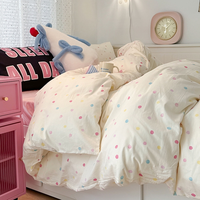 91家纺网 家纺一手货源 找家纺 （总）昔可家纺 2024新款创意枕套全棉波点印花四件套