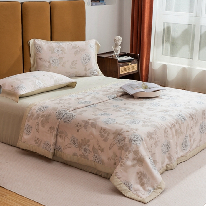 91家纺网 家纺一手货源 找家纺 黛舒家居 2024新款莱赛尔天丝大豆夏被四件套 羽裳