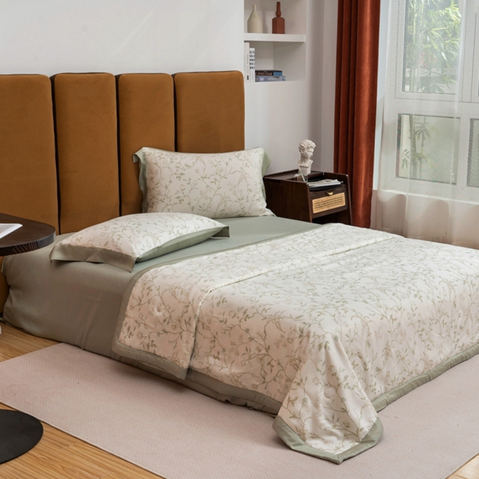 91家纺网 家纺一手货源 找家纺 黛舒家居 2024新款莱赛尔天丝大豆夏被四件套 夜曲