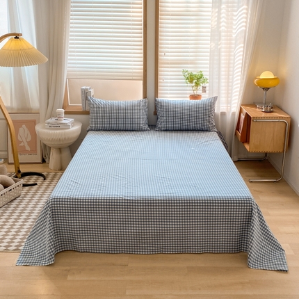 91家纺网 家纺一手货源 找家纺 （总）蓝邻 2024新款全棉无印风全棉色织水洗棉单品床单