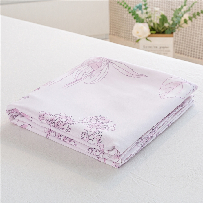 91家纺网 家纺一手货源 找家纺 金泰莱 2025新款印花竹纤维凉席三件套软凉席竹席盖毯子 彩韵-粉