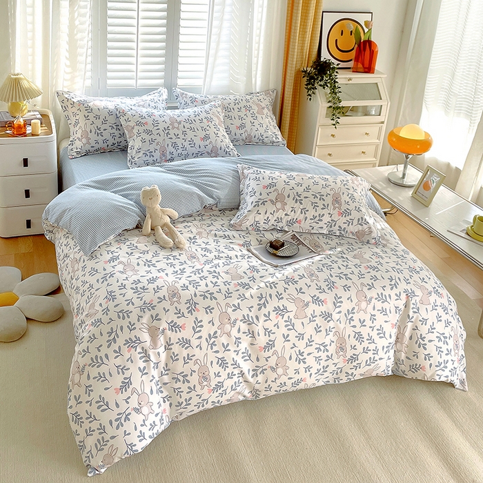 91家纺网 家纺一手货源 找家纺 美宜家 2025新款植物羊绒加厚斜纹磨毛单被套 萌萌兔