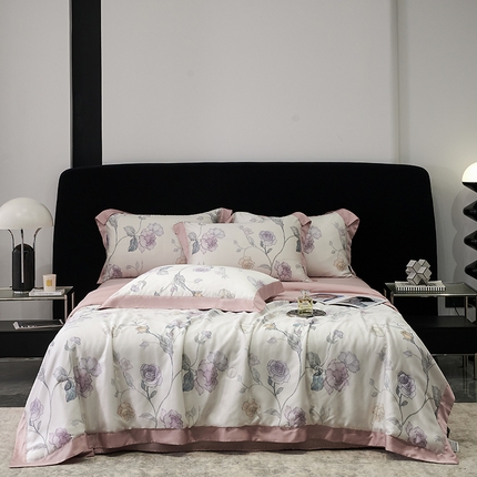 91家纺网 家纺一手货源 找家纺 （总）时亿家居 2024新款兰精天丝印花夏被四件套