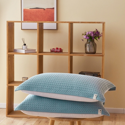 美宜家家纺 2025新款A类全棉华夫格枕巾 华夫格-天空蓝52*75cm/只