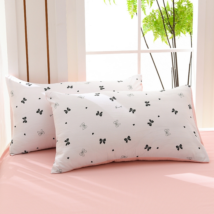 91家纺网 家纺一手货源 找家纺  盈超2024新款A类有氧提花泡泡纱床裙夏被四件套 蝴蝶结