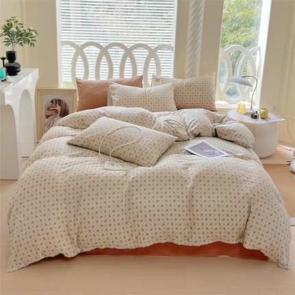 91家纺网 家纺一手货源 找家纺 于果 2024新款全棉双层纱四件套-元气森林