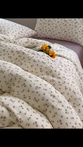 91家纺网 家纺一手货源 找家纺 洋铭区（原狠狠爱）  2024新款皱皱纱四件套 紫花仙子