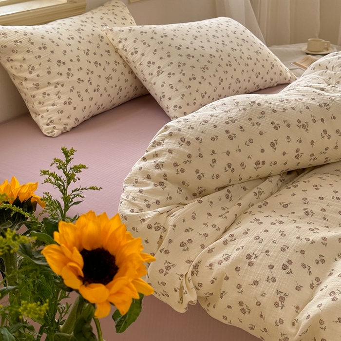 91家纺网 家纺一手货源 找家纺 洋铭区（原狠狠爱）  2024新款皱皱纱四件套 紫花仙子