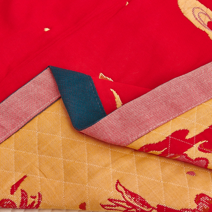 91家纺网 家纺一手货源 找家纺 美宜家 2025新款龙年全棉国潮大红多层纱布枕巾情侣婚庆枕巾52*78一对装 年年有余一只