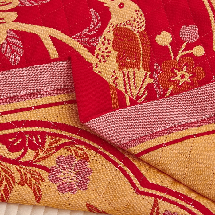 91家纺网 家纺一手货源 找家纺 美宜家 2025新款龙年全棉国潮大红多层纱布枕巾情侣婚庆枕巾52*78一对装 喜上加喜一对