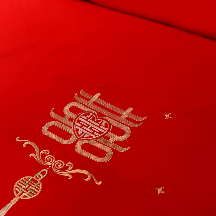 91家纺网 家纺一手货源 找家纺 美伦美 2024新款全棉婚庆刺绣手工订花被芯冬被春秋冬被夏被 喜结连理