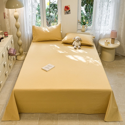 91家纺网 家纺一手货源 找家纺 （总）蓝邻 2024新款全棉无印风全棉色织水洗棉单品床单