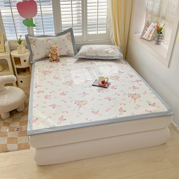 91家纺网 家纺一手货源 找家纺 星座-2025大斜纹复合冰丝凉席 拈花湾粉