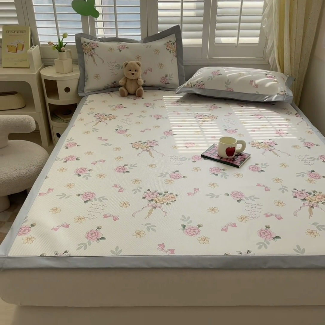 91家纺网 家纺一手货源 找家纺 星座-2025大斜纹复合冰丝凉席 拈花湾粉