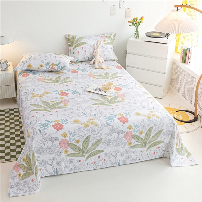 91家纺网 家纺一手货源 找家纺 金泰莱 2025新款印花竹纤维凉席三件套软凉席竹席盖毯子 浅香-绿