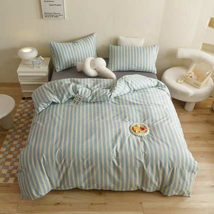 91家纺网 家纺一手货源 找家纺 （总）网客家纺 2024新款全棉条纹印花四件套