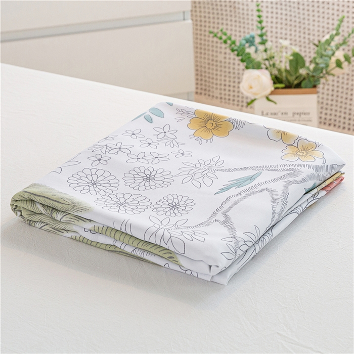 91家纺网 家纺一手货源 找家纺 金泰莱 2025新款印花竹纤维凉席三件套软凉席竹席盖毯子 浅香-绿