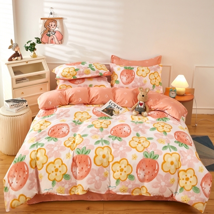 91家纺网 家纺一手货源 找家纺 （总）美宜家 2025新款140克小清新磨毛印花学生四件套