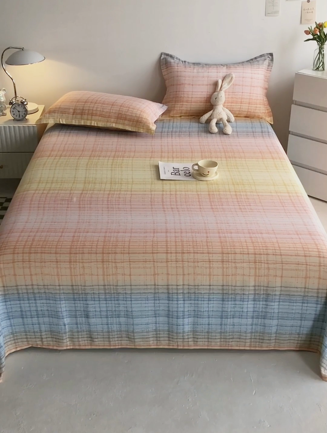 91家纺网 家纺一手货源 找家纺 金泰莱 2025新款印花竹纤维凉席三件套软凉席竹席盖毯子 晴天-桔