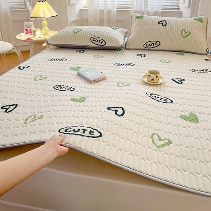 福来临 2026新款印花凉感丝含胶凉席夏被三件套四件套 含胶凉席-幸运心
