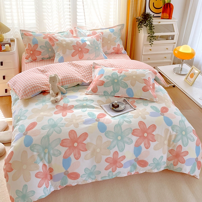 91家纺网 家纺一手货源 找家纺 美宜家 2025新款植物羊绒加厚斜纹磨毛单被套 花束之美