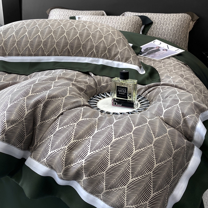 91家纺网 家纺一手货源 找家纺 优悦生活馆 2024新款轻奢天丝印花宽边拼角四件套系列-绿野仙踪 绿野仙踪-绿