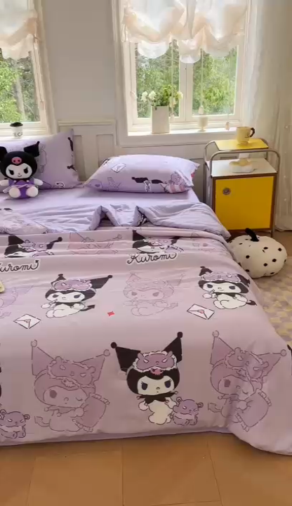 91家纺网 家纺一手货源 找家纺 梵克保罗 2024新款三丽欧卡通印花夏被系列 紫色库洛米