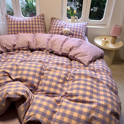 91家纺网 家纺一手货源 找家纺 （总）蓝邻家纺 2024新款全棉色织水洗棉四件套