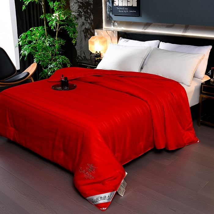 91家纺网 家纺一手货源 找家纺 美伦美 2024新款全棉提花手工订花被芯冬被春秋冬被夏被  提花-热情红