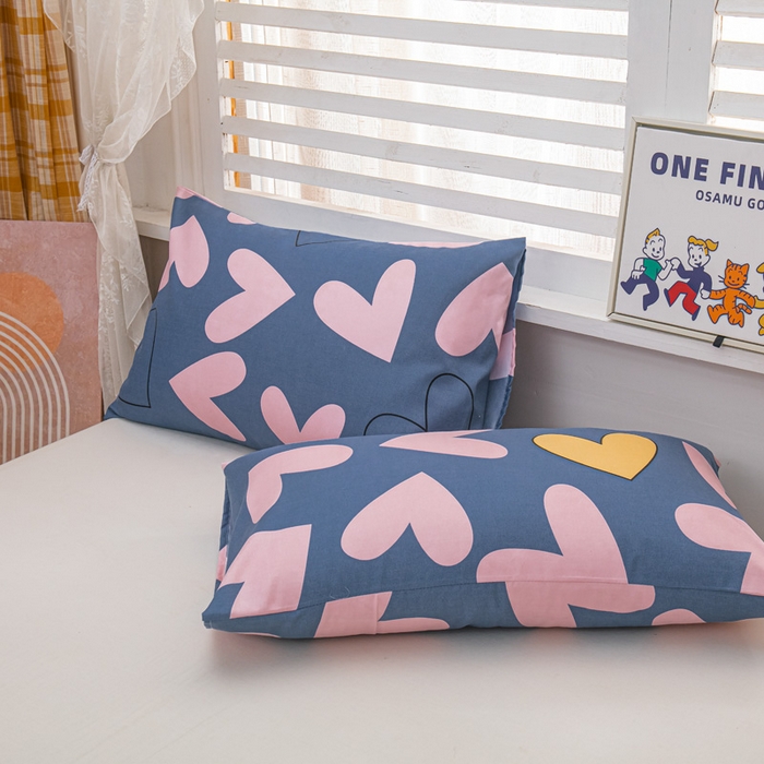 91家纺网 家纺一手货源 找家纺 莎臣豹 2025新款植物羊绒印花四件套 蓝色爱心