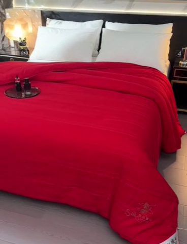 91家纺网 家纺一手货源 找家纺 美伦美 2024新款全棉提花手工订花被芯冬被春秋冬被夏被  提花-热情红