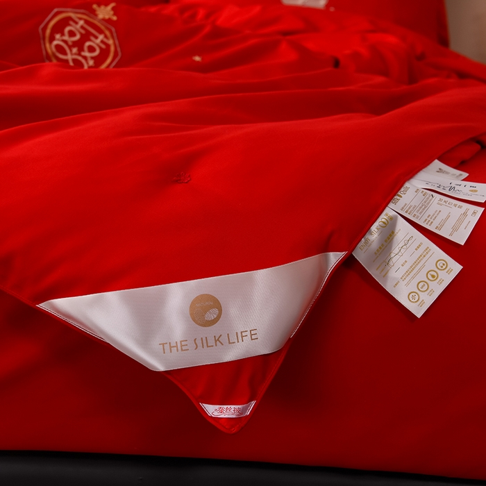 91家纺网 家纺一手货源 找家纺 美伦美 2024新款全棉婚庆刺绣手工订花被芯冬被春秋冬被夏被 喜上加喜