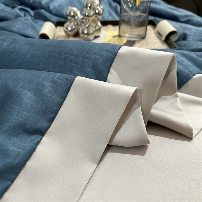 91家纺网 家纺一手货源 找家纺 古吉梦 2024新款水洗真丝提花夏被--迪梦 星空蓝+山灰