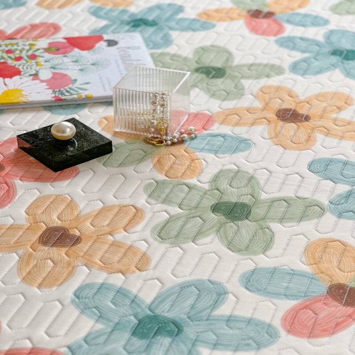 91家纺网 家纺一手货源 找家纺 慕尚家纺 2025新款凉感丝印花乳胶凉席 凝夏