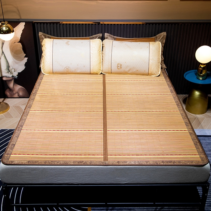 91家纺网 家纺一手货源 找家纺 新月家纺（锦威郎） 2024新款夏季竹席冰藤折叠双面席子 黄金海岸2