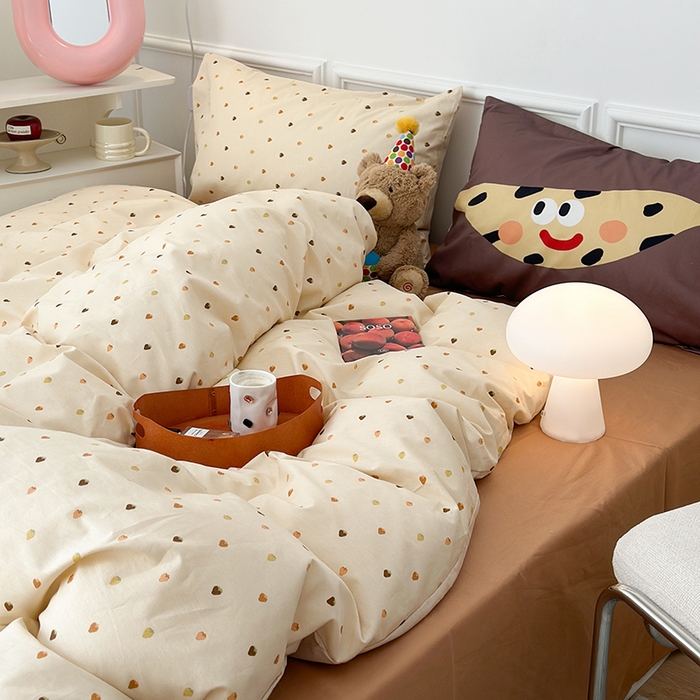 91家纺网 家纺一手货源 找家纺 昔可家纺 2024新款创意枕套全棉波点印花四件套 草莓拿铁