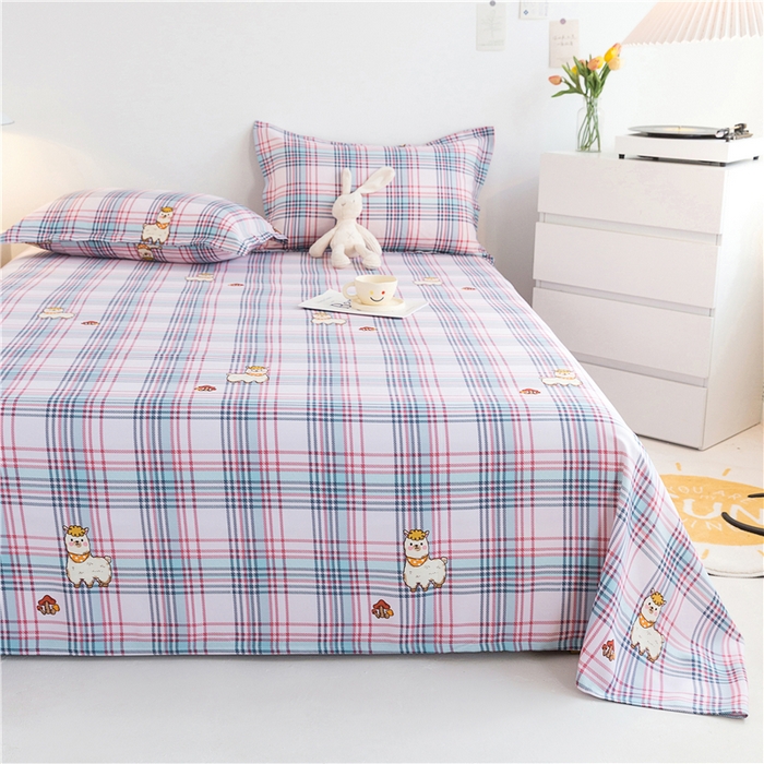 91家纺网 家纺一手货源 找家纺 金泰莱 2025新款印花竹纤维凉席三件套软凉席竹席盖毯子 欢乐羊-粉