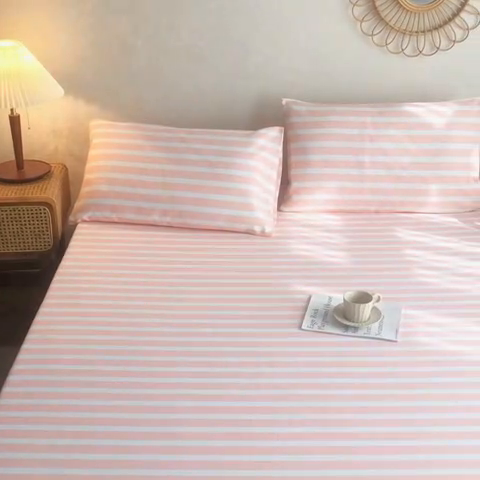 91家纺网 家纺一手货源 找家纺 金泰莱 2025新款全棉老粗布床笠纯棉床笠全棉床笠 粉代