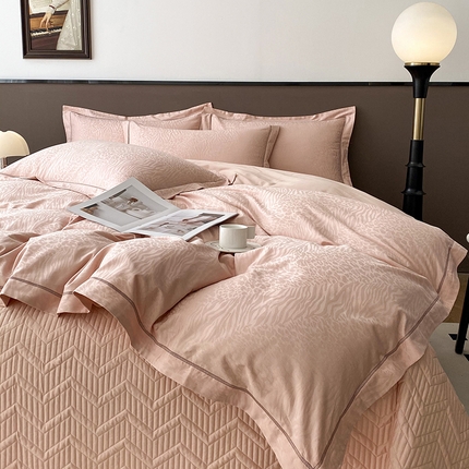 91家纺网 家纺一手货源 找家纺 （总）美伦美焕 2024新款100支纯色全棉纯棉贡缎提花床盖四件套