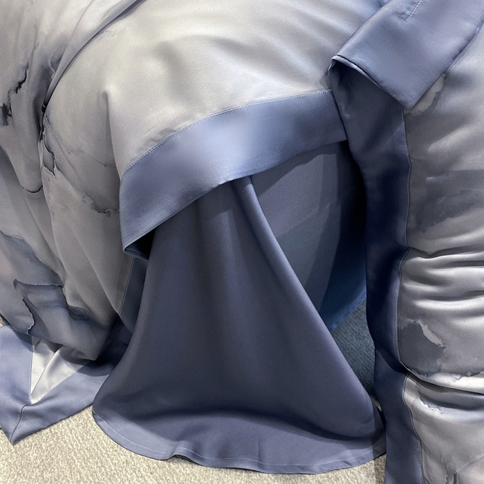 91家纺网 家纺一手货源 找家纺 优悦生活馆 2024新款轻奢天丝印花宽边拼角四件套系列-漫漫格调 漫漫格调-蓝