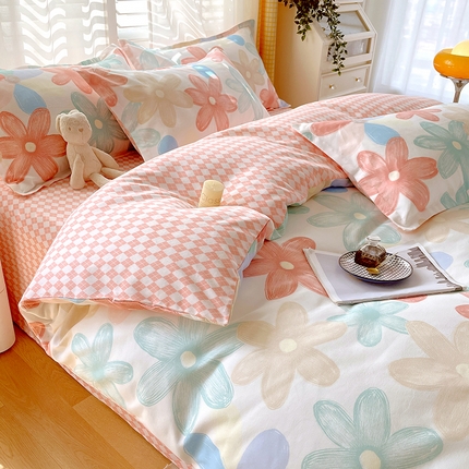 美宜家 2025新款植物羊绒加厚斜纹磨毛单被套 花束之美