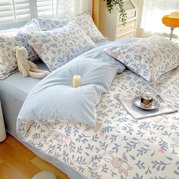 91家纺网 家纺一手货源 找家纺 美宜家 2025新款植物羊绒加厚斜纹磨毛单被套 萌萌兔