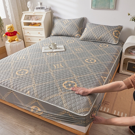 91家纺网 家纺一手货源 找家纺 小萌虎 2024新款冰丝胶质凉席-床笠款 轻奢